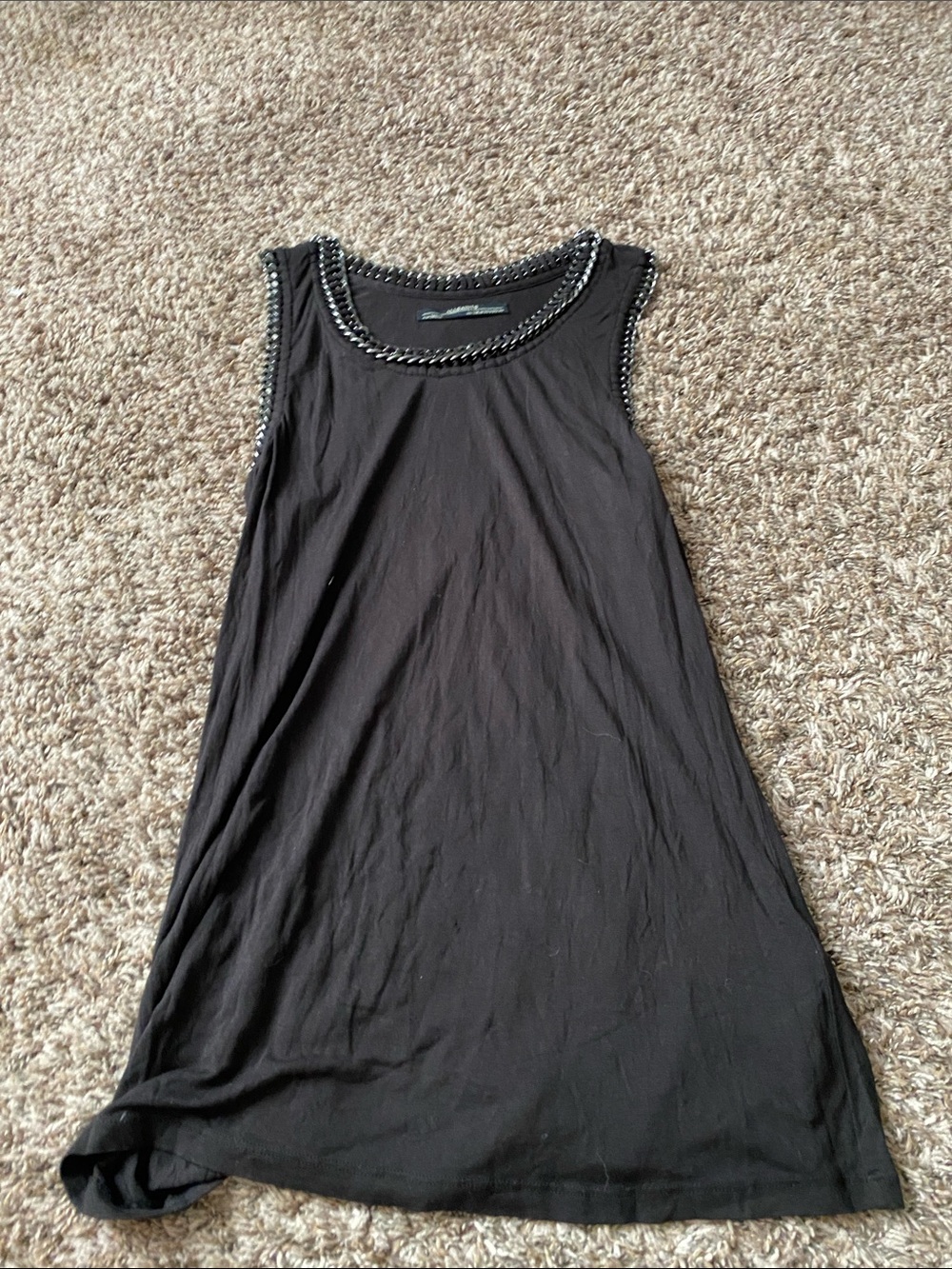 Black Sleeveless Chain-Trim Tank Top